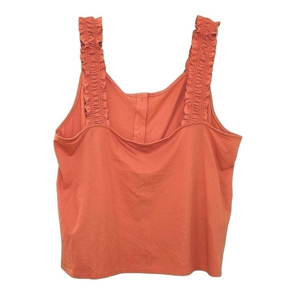 A.N.A Tank Top with Elasticized Ruffle Straps in Deep Peach - Picture 3 of 5